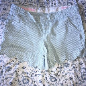 Seersucker, scalloped shorts